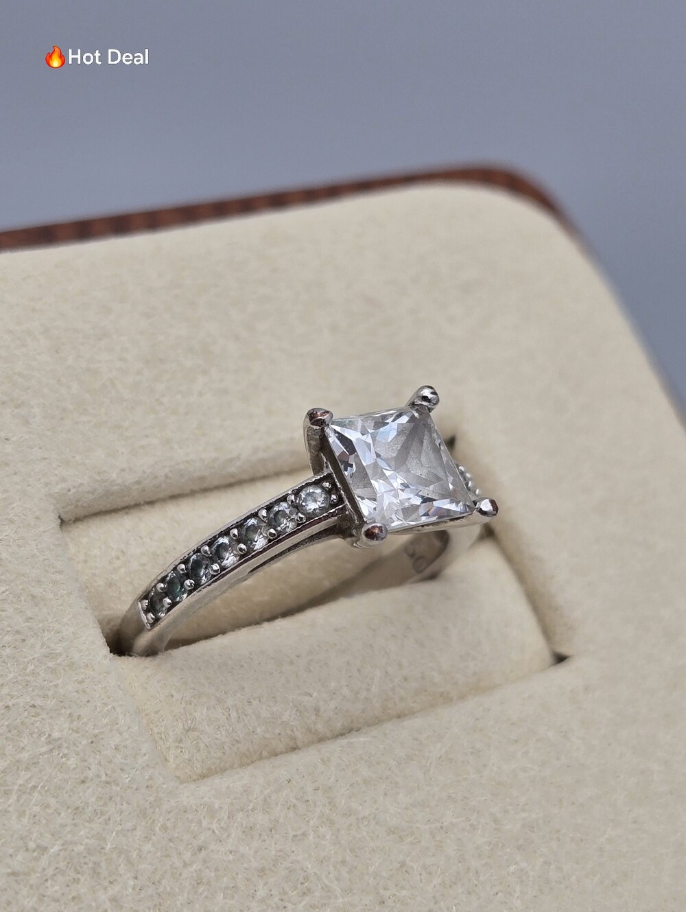 Swarovski Attract Ring Square Cut Zirconia Pavé Rhodium Plated Size 5